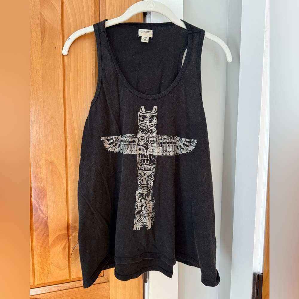 Denim & Supply Ralph Lauren Black Tank Top with White Totem Cross Graphic